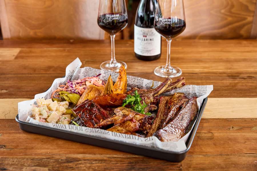 Bellarine Winery: Texas BBQ Platter Lunch with Wine - From field to flask at Thirty Acres Distillery