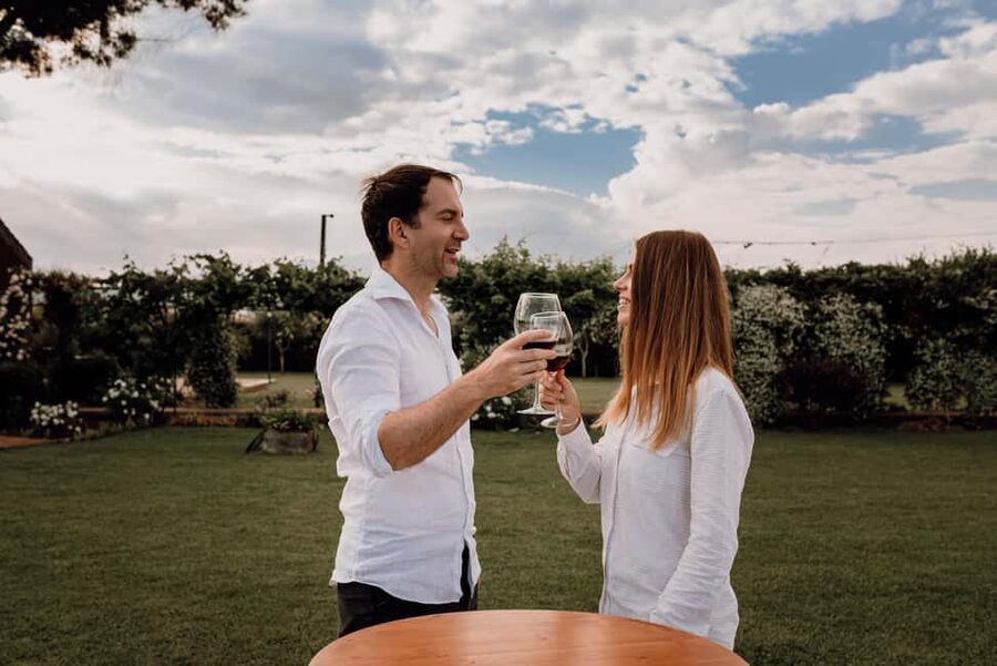 Etna Urban Winery, Vineyard Walk & Sunset Tasting Dinner - Sunset, courtyard, and the view of Mount Etna