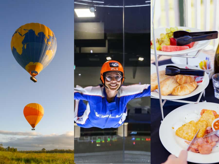 Gold Coast: Hot Air Balloon, Winery Breakfast & iFly - Watching the balloon rise over the Scenic Rim