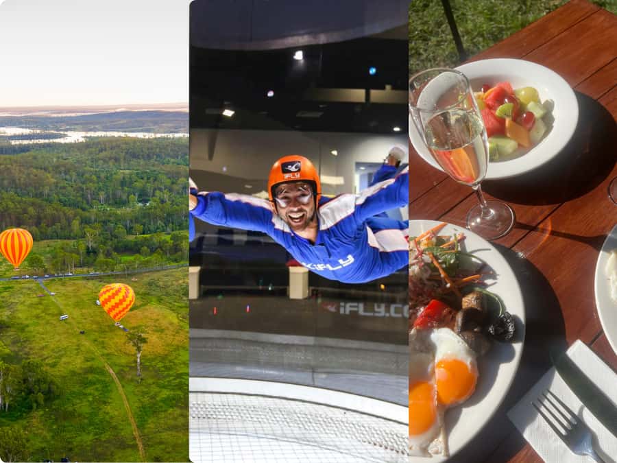 Gold Coast: Hot Air Balloon, Winery Breakfast & iFly - The landing is part of the experience