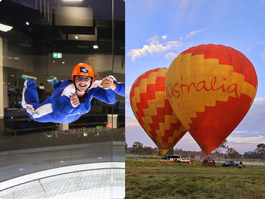 Gold Coast: Hot Air Balloon, Winery Breakfast & iFly - Who will get the most from this day