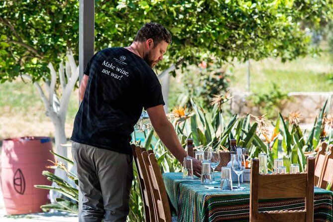 Manousakis Winery Shuttle Service Tour and Taste - Five wines, rusks, and olive oil on the terrace