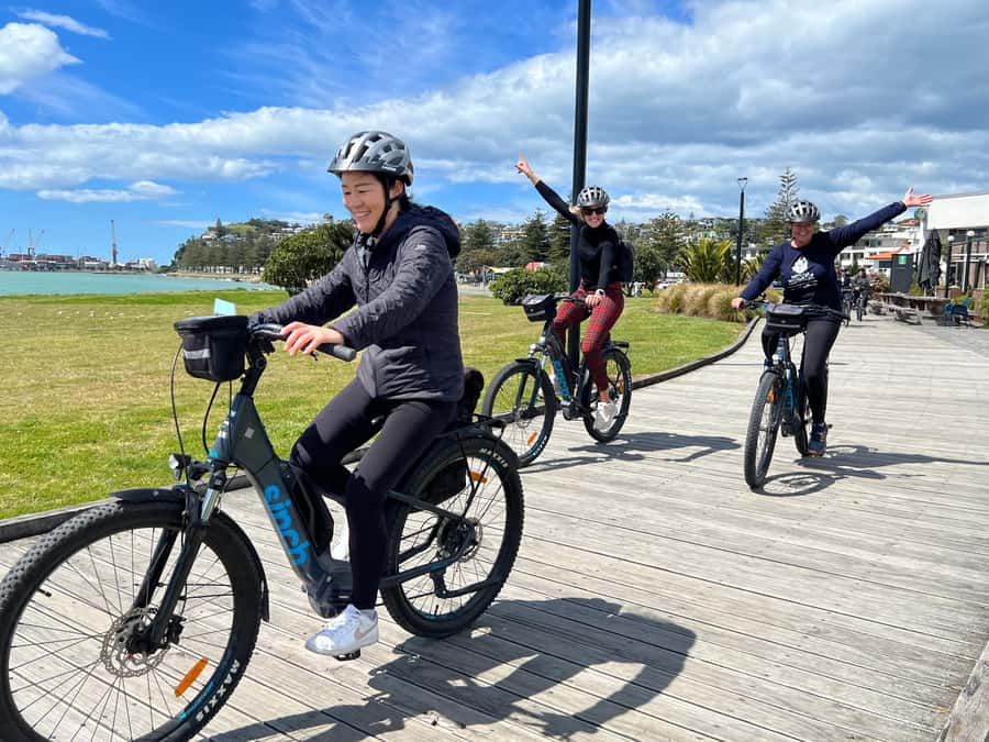 Napier: Cruise Self-Guided Cycle Ride to Winery - Half Day - Finding Tākaro Trails from the cruise shuttle