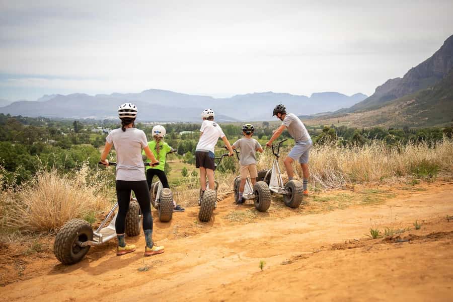 Stellenbosch Winelands downhill gravity Scooter - The scenic drive between runs