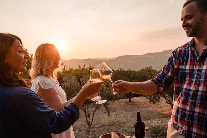 Sunset wine tasting in vineyard - Wine, liqueurs, and a very small production